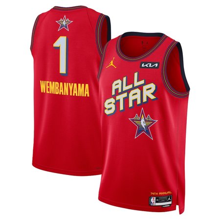 Unisex #1 Victor Wembanyama Jordan Brand Red 2025 NBA All-Star Game Swingman Player Jersey